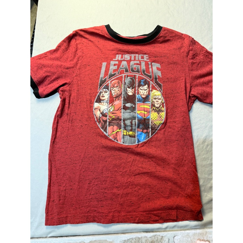 Justice‎ League Boys Red Heather Graphic T-Shirt XL 18/20 DC Comics Superheroes